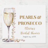 Elegante gouden parels en Prosecco Vrijgezellenfee Sparkling Wijnetiket (Enkel label)