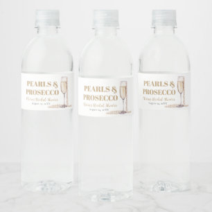 Elegante gouden parels en Prosecco Vrijgezellenfee Waterfles Etiket