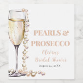 Elegante gouden parels en Prosecco Vrijgezellenfee Wijn Etiket (Enkel label)