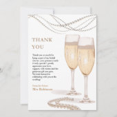 Elegante gouden parels & Prosecco bruidsdouche Bedankkaart (Voorkant)