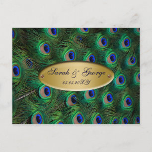 elegante gouden pauw bruiloft RSVP Uitnodiging Briefkaart
