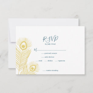 Elegante Gouden Pauw Huwelijks RSVP Kaarten Kaartje