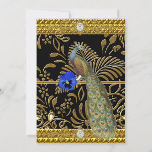 Elegante Gouden Pauw Uitnodiging
