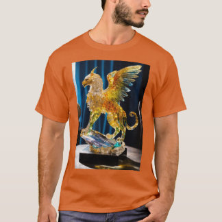 Elegante gouden pheonix bedrukt T-Shir. T-shirt