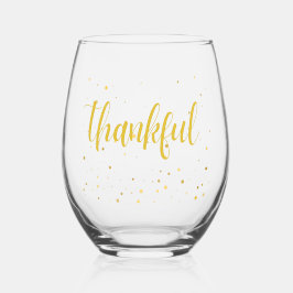 Elegante gouden polka dot "Dankbaar" Wijnglas Zonder Voet