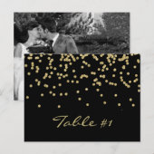 Elegante gouden polka-stippen confetti Tafelnummer (Voorkant / Achterkant)