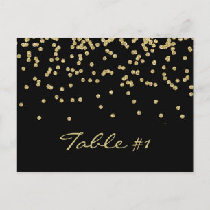 Elegante gouden polka-stippen confetti Tafelnummer
