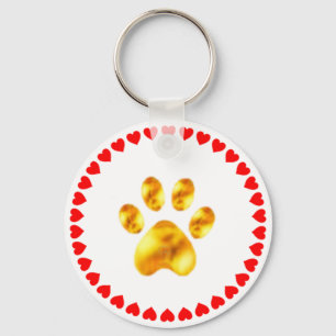 Elegante gouden poot met harten op wit sleutelhanger