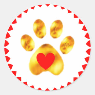 Elegante gouden poot met harten ronde sticker