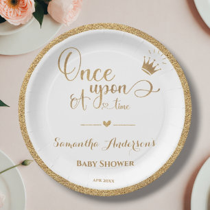 Elegante Gouden Prinses Eens Upon Een Tijd Baby Sh Papieren Bordje