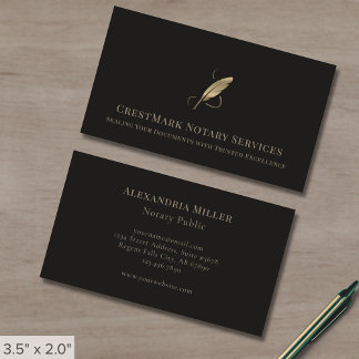 Elegante gouden Quill Logo Visitekaartje