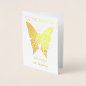 Elegante gouden Quinceanera uitnodiging (Voorkant)