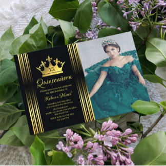 Elegante gouden Quinceanera uitnodiging Informatiekaartje
