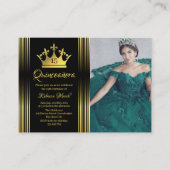 Elegante gouden Quinceanera uitnodiging Informatiekaartje (Voorkant)