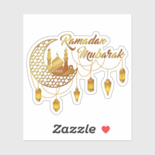 Elegante Gouden Ramadan Mubarak Moskee & Lantaarns Sticker