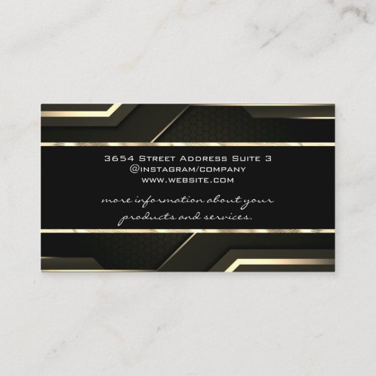 Elegante gouden rand | Strak zwart Visitekaartje (Achterkant)