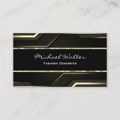 Elegante gouden rand | Strak zwart Visitekaartje (Voorkant)