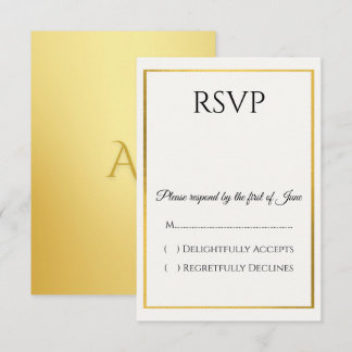 Elegante gouden rand trouw-RSVP kaart