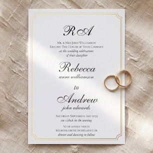 Elegante gouden randen Klassiek monogram Folie Uitnodiging