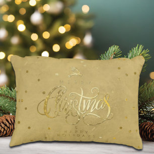 Elegante gouden rendier gouden letters Kerstmis Accent Kussen