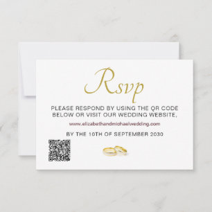 Elegante gouden ringen bruiloft QR-code RSVP Kaartje