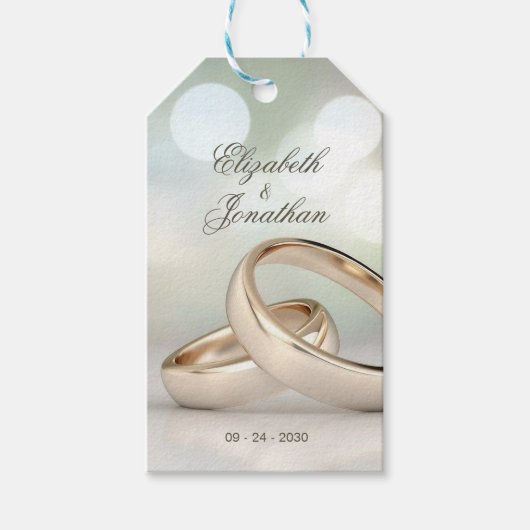 Elegante gouden ringen Eenvoudige bruiloft Cadeaulabel (Voorkant)