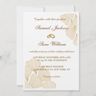 Elegante gouden ringen kalligrafie trouwkaart save the date
