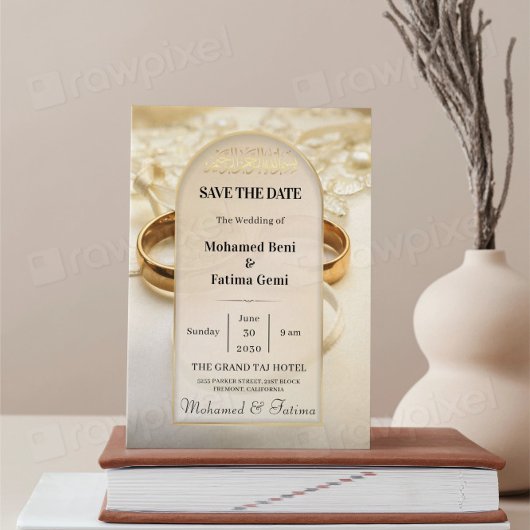 Elegante gouden ringen Save the Date