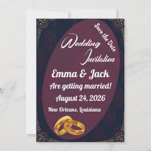 Elegante gouden ringen Save the Date uitnodiging