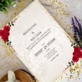 Elegante gouden romantische rode rozen bruiloft kaart