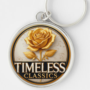 Elegante Gouden Roos Met Tijdloze Klassiekers Teks Sleutelhanger