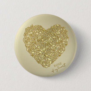 Elegante Gouden Roos Van Mijn Hart Ronde Button 5,7 Cm