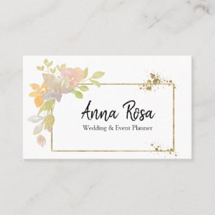 ** Elegante gouden roze lavendel Waterverf Visitekaartje