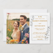 Elegante Gouden rustieke bloemen foto romantische  Kaart (Voorkant)