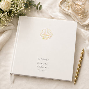 Elegante Gouden Schelp Bruiloft Gastenboek