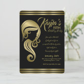 Elegante Gouden Schoonheid Meisjes Haar- en Make-u Kaart (Staand voorkant)