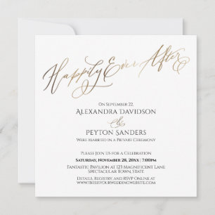 Elegante Gouden Schrift Happily Ever After Ontvang Kaart