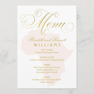 Elegante gouden schriftuur roze Afrika-trouwdag Menu