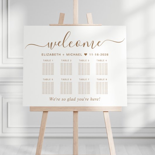 Elegante gouden script 8 tafel bruiloft zitplaats  poster