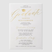 Elegante gouden script afstuderen partij overlay vellum uitnodigingen (Voorkant)