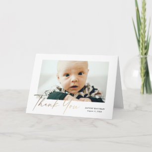Elegante Gouden Script Babyfoto Bedankkaart