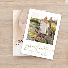 Elegante gouden script einjaars fotokaart aankondiging