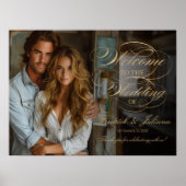 Elegante gouden script foto bruiloft welkom poster (Voorkant)