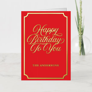 Elegante gouden script Gelukkige Verjaardag Famili Folie Wenskaart