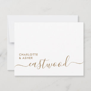 Elegante gouden script huwelijksmonogram notitieka notitiekaartje