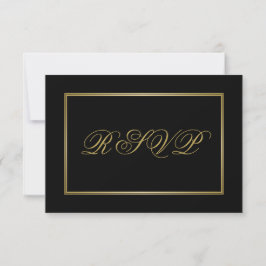 Elegante gouden script kalligrafie op zwarte bruil RSVP kaartje