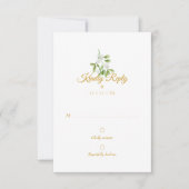 Elegante Gouden Script Mistletoe Winter Bruiloft R RSVP Kaartje (Voorkant)