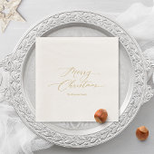 Elegante gouden script “Prettig Kerstfeest” Servet
