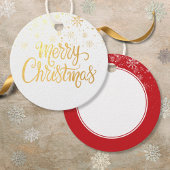 Elegante Gouden Script Prettig Kerstfeest Sneeuwvl Bedankjes Labels