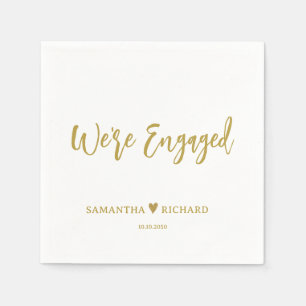Elegante Gouden Script Verloving Feest Servet